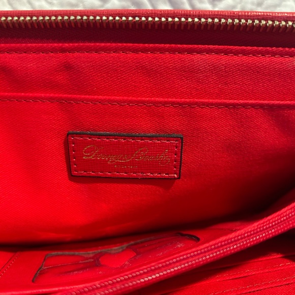 Dooney & Bourke Saffiano Leather Wristlet Red Zip Around Tassel Logo Card Slots - Picture 7 of 9
